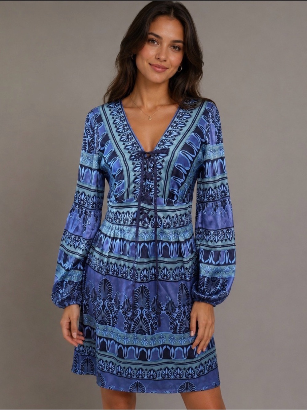Nanette Lepore Silk Dress Blue Sz 6 Party Dainty Evening Event Wedding Boho USA